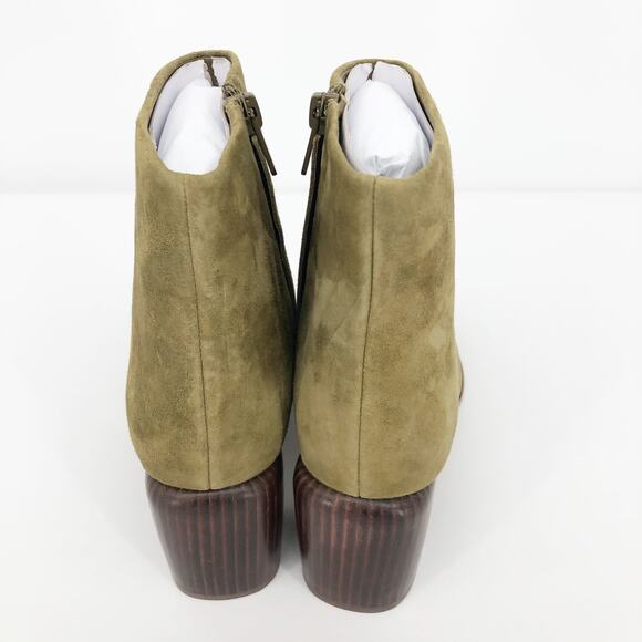 Vince Womens Maggie Booties 7 Olive Green Block Heel Leather NWOB - Picture 7 of 10